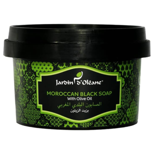 صابون اسود مغربي طبيعي 100% مقشر للجسم ينقي وينظف 250 مل - من جاردن اوليان