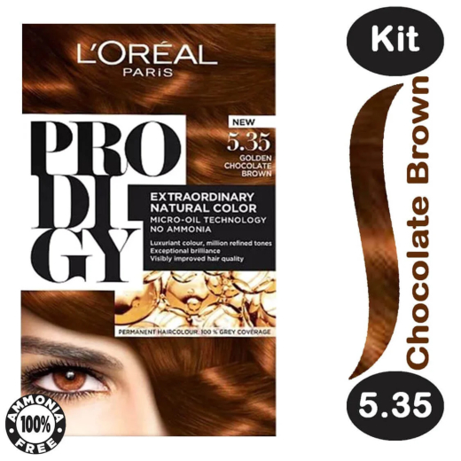 صبغة شعر برودجي خالية من الأمونيا  5.35 لون  بني فاتح ذهبي- من لوريال