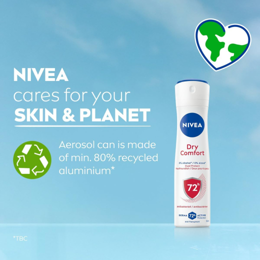 مزيل عرق بخاخ دراي كومفورت منعش  72 ساعه - من نيفيا