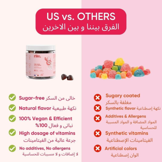 مكمل للشعر والبشرة والأظافر حلوى مضغ جاميز 60 قطعه- من رايت